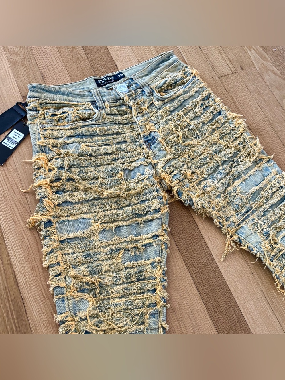 New Politics Jeans Co Deadstock Denim Distressed/Flare Sandblast With Tags $128